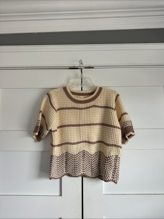 Sadie & Sage Sweaters - Sadie & Sage Striped Short Sleeve Knit Sweater